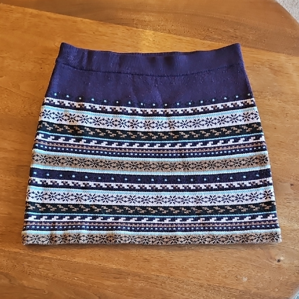 Ibex Navy and White Knit Mini Skirt
